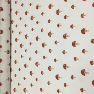 Jersey GOTS | Mushrooms Pilze | Weiß Braun